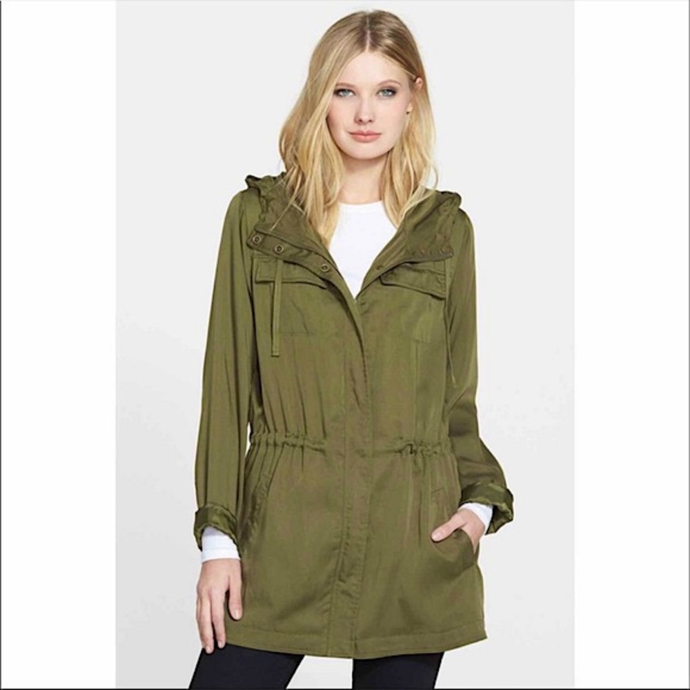 Anorak Cinch-Waist Hooded Jacket